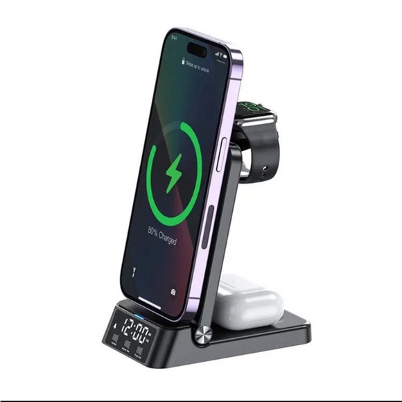 4 in 1 Wireless charging station with clock. - Picture 8 of 9